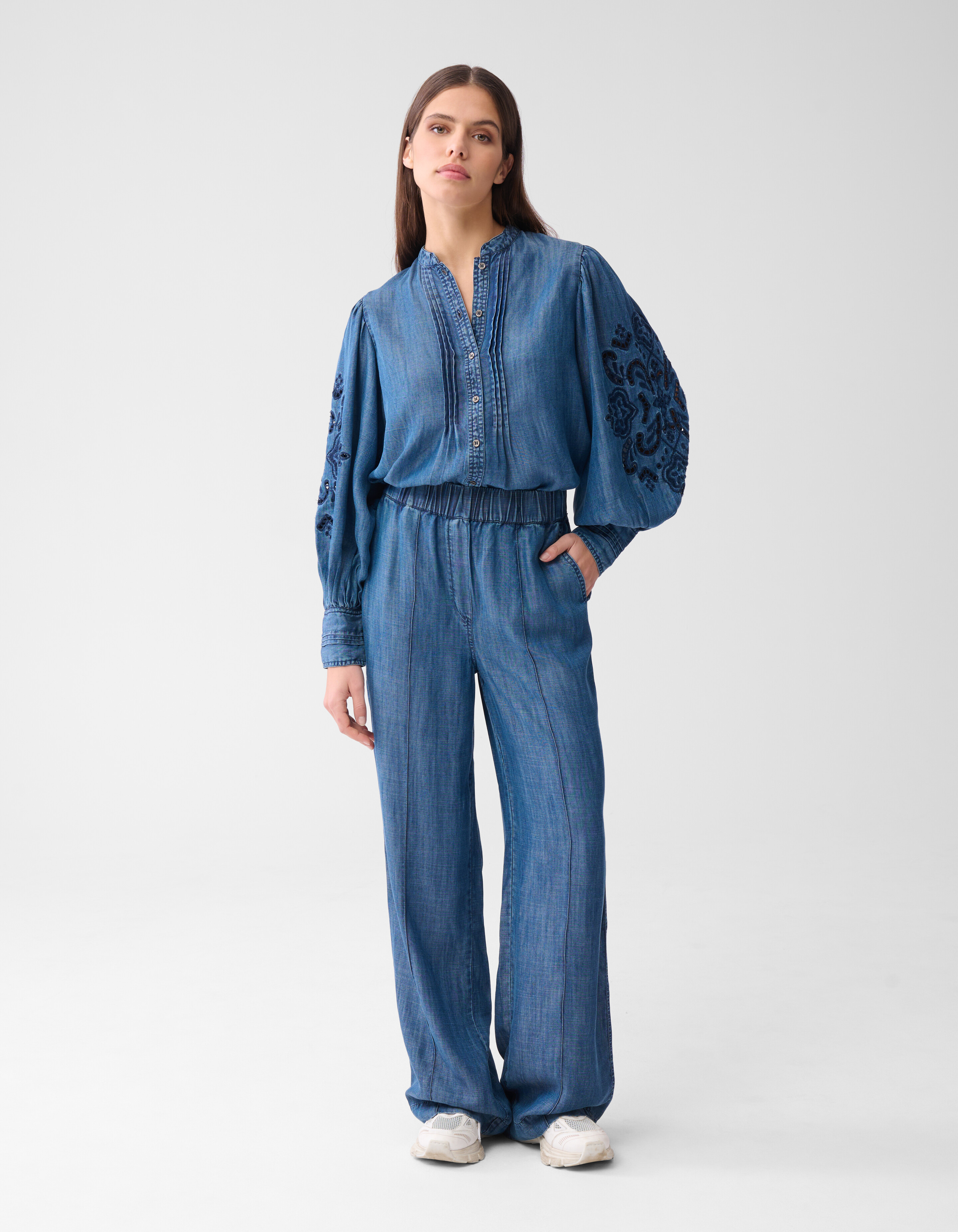 Wide Leg Pintuck Broek Blauw By Mieke SHOEBY WOMEN