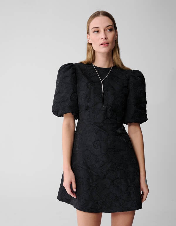 Jacquard Strik Mini Jurk Zwart SHOEBY WOMEN