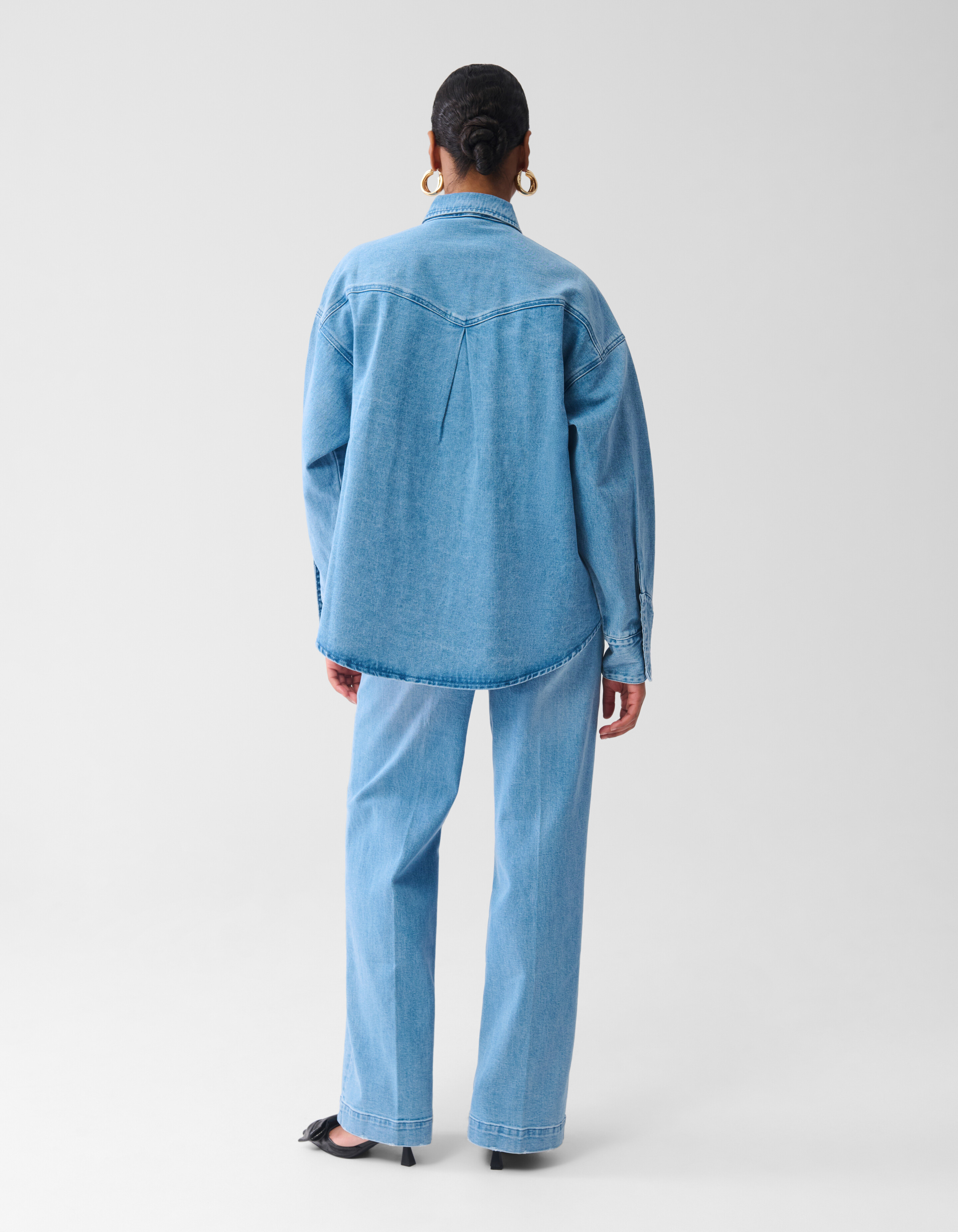Oversized Denim Blouse Mediumstone SHOEBY WOMEN