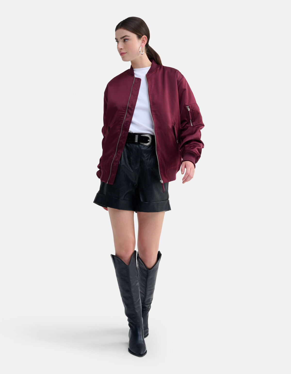 Satijnen Bomberjack Donkerrood SHOEBY WOMEN