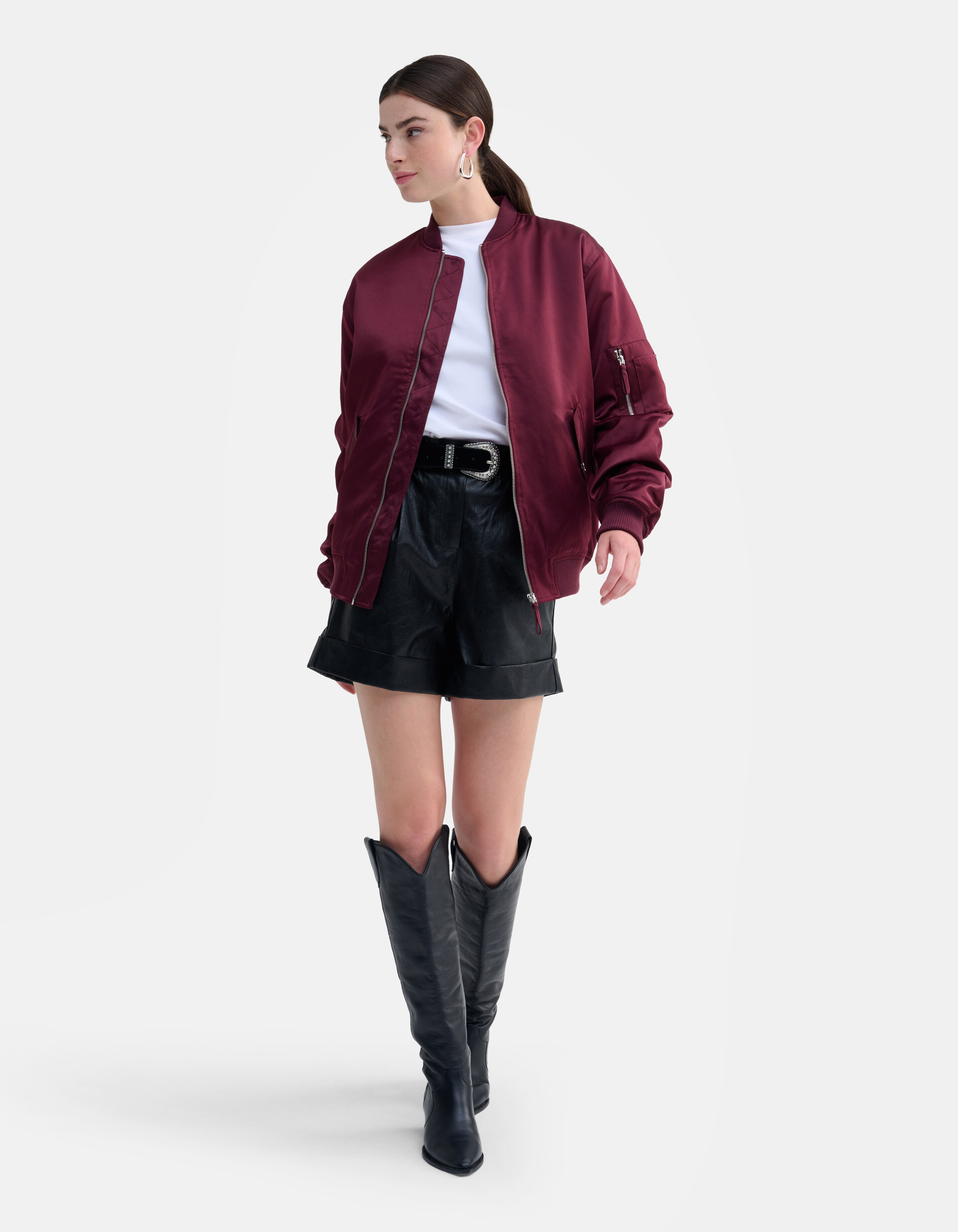 Satijnen Bomberjack Donkerrood SHOEBY WOMEN