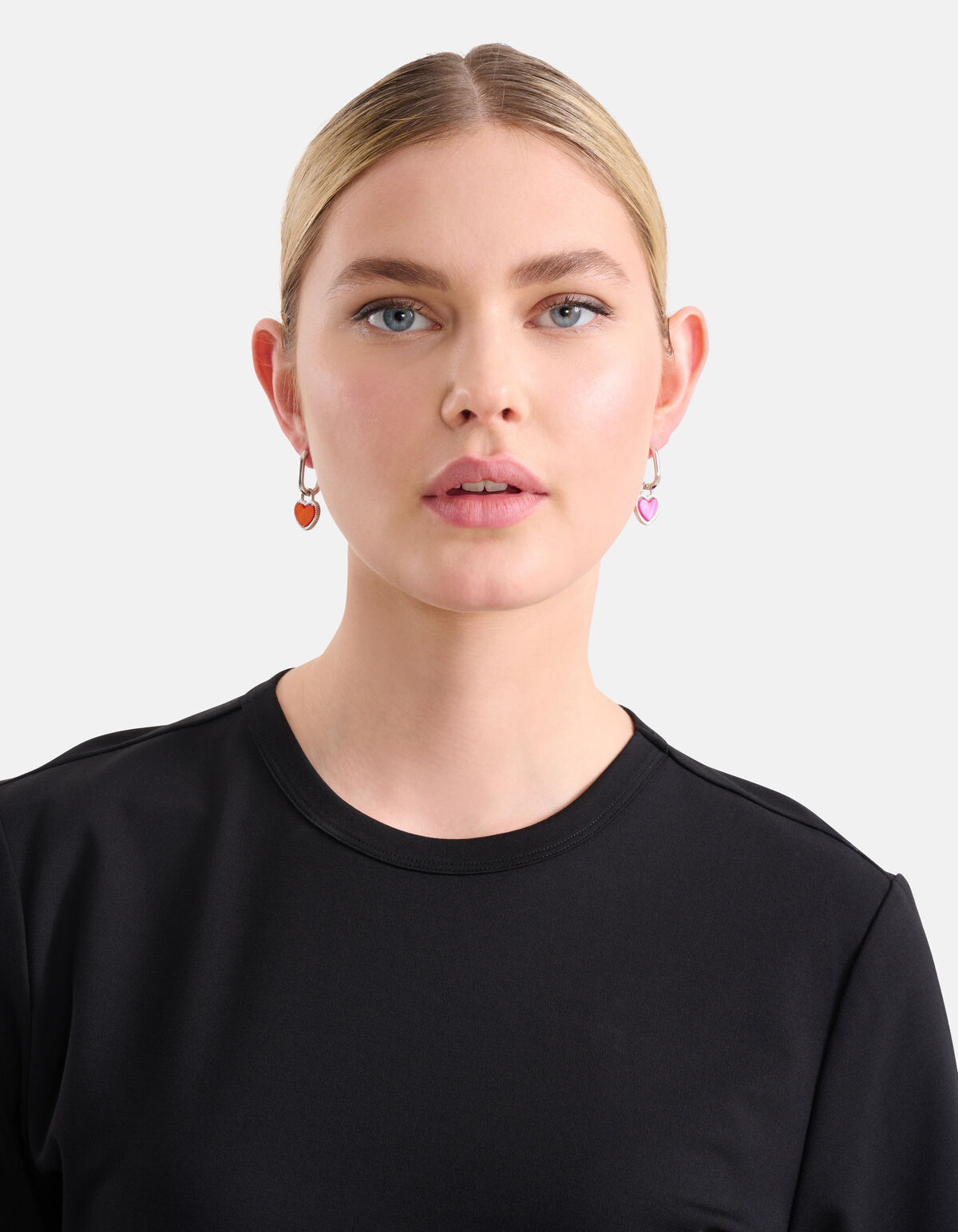 Two Colored Heart Oorbellen Zilver SHOEBY ACCESSOIRES