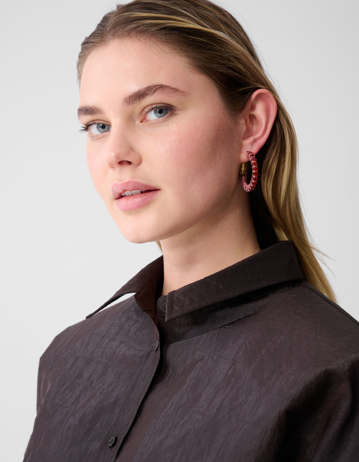 Strass Hoop Oorbellen Goud/Rood SHOEBY ACCESSOIRES