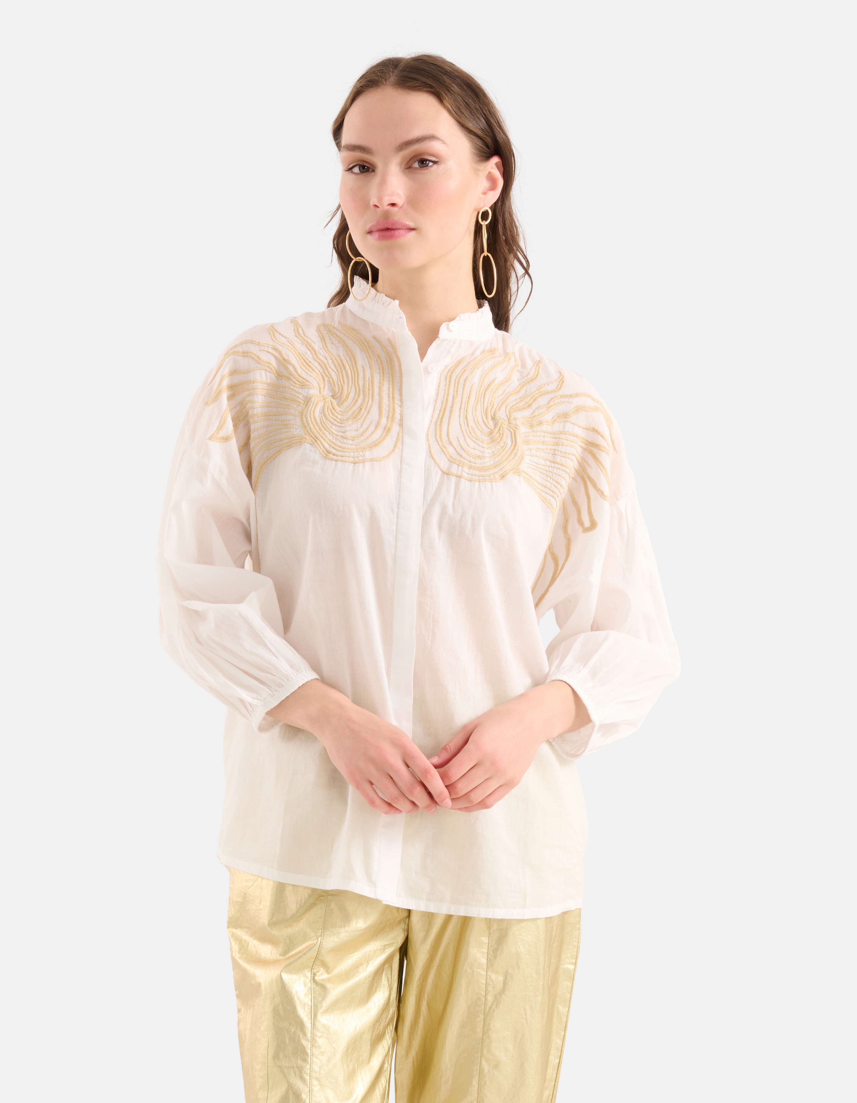 Embroidery Blouse Wit SHOEBY WOMEN