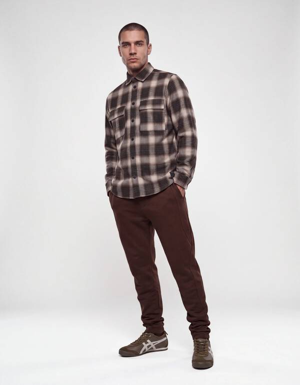 Relaxed Fit Ruiten Overhemd Donkerbruin SHOEBY MEN