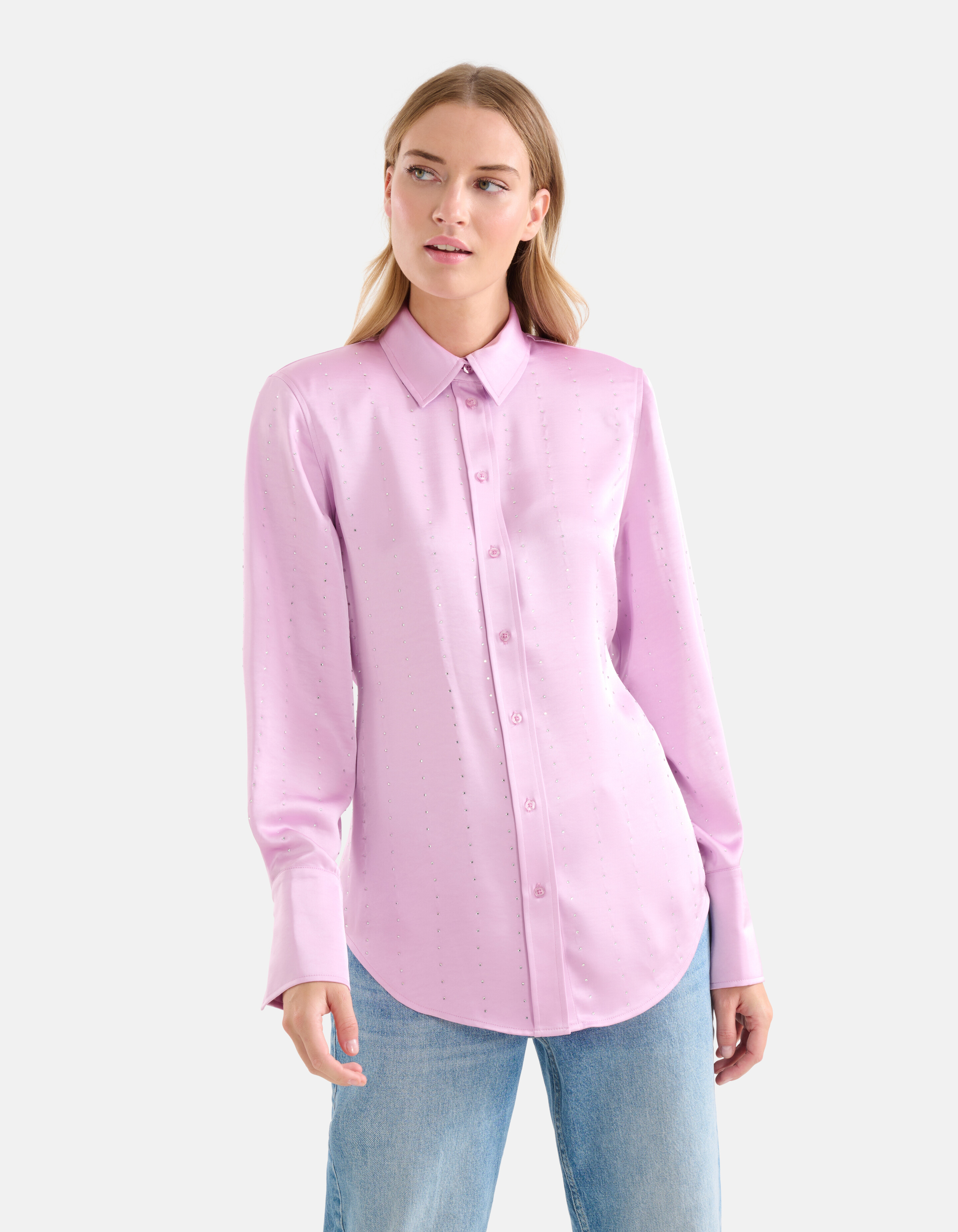 Satijnen Strass Blouse Lichtroze SHOEBY WOMEN