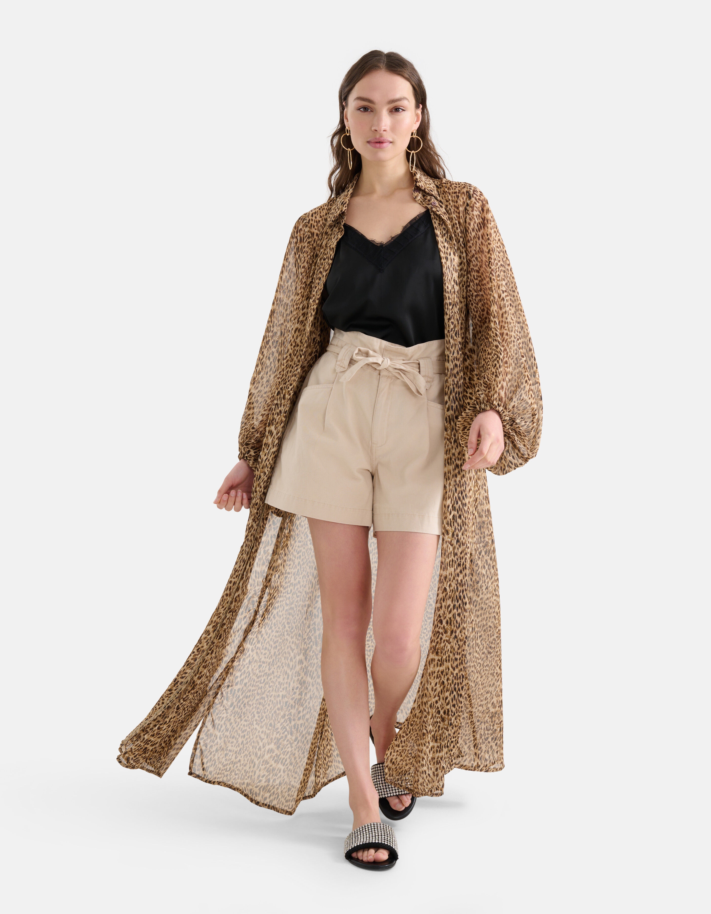 Cheetah Maxi Jurk Bruin SHOEBY WOMEN