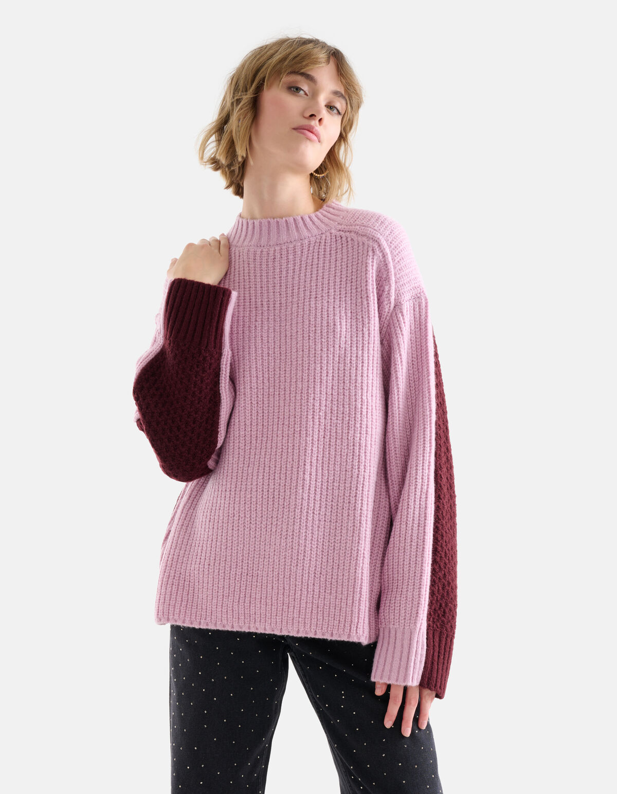 Colorblock Trui Roze/Rood SHOEBY WOMEN