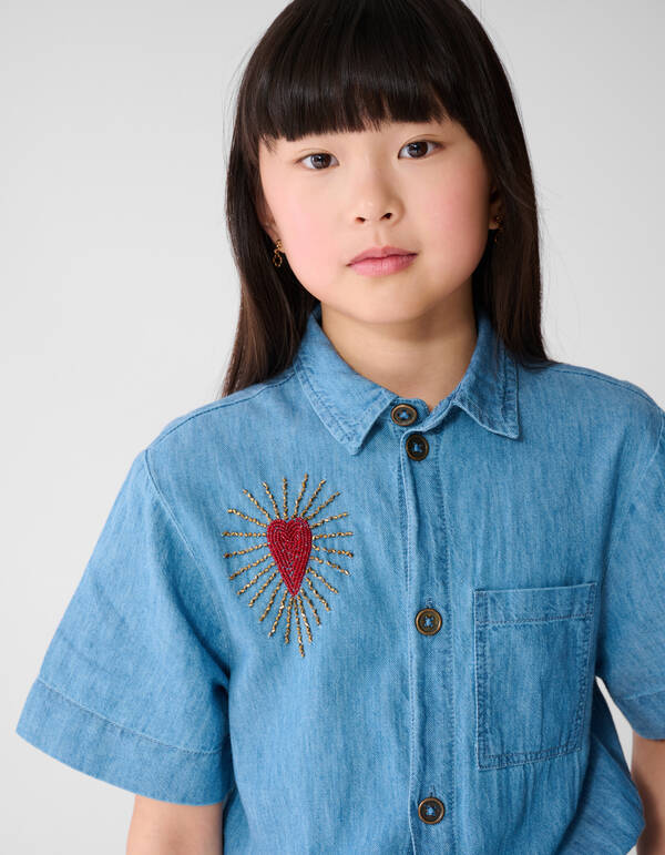 Heart Denim Jumpshort Lichtblauw SHOEBY GIRLS