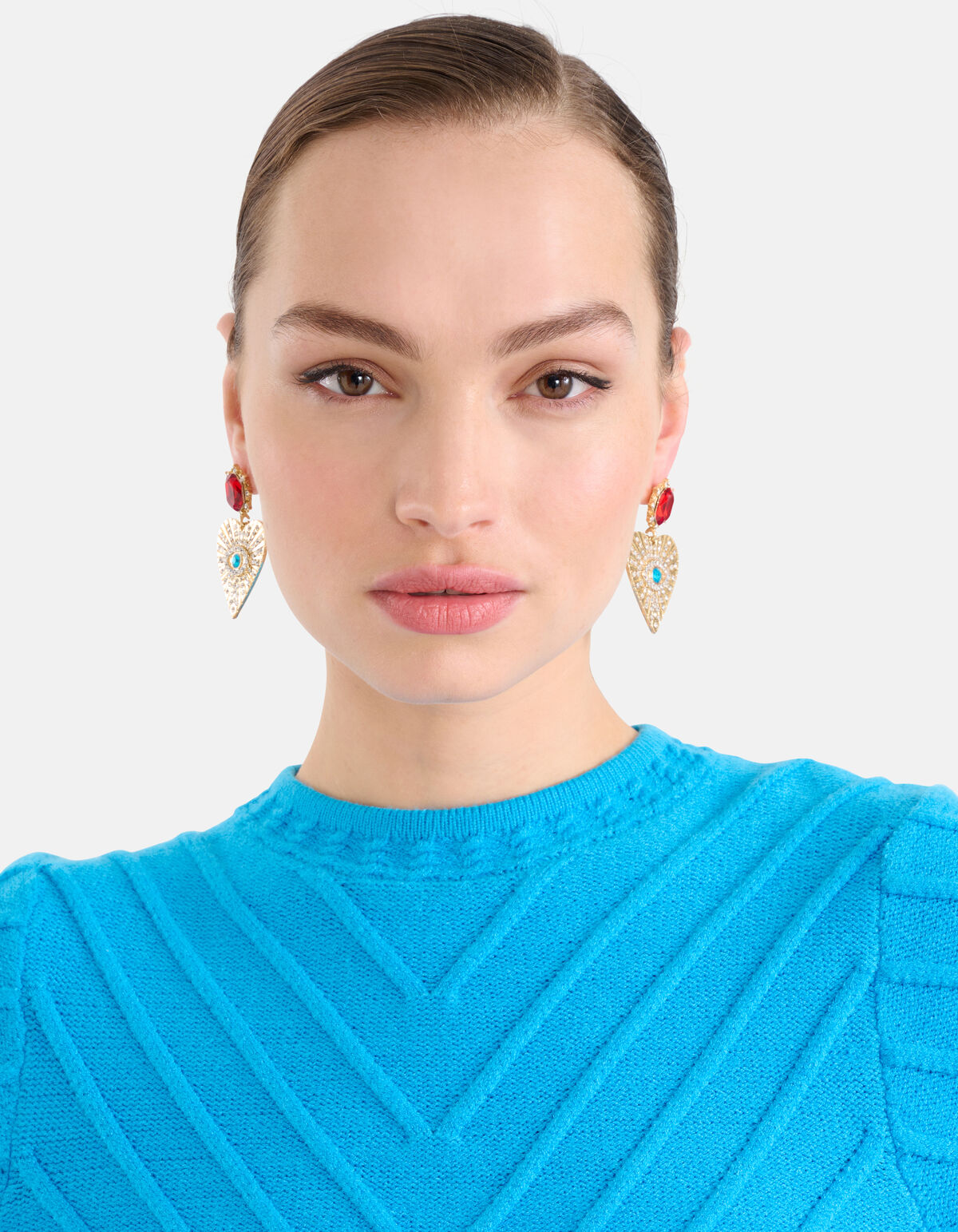 Strass Heart Oorbellen Goud SHOEBY ACCESSOIRES