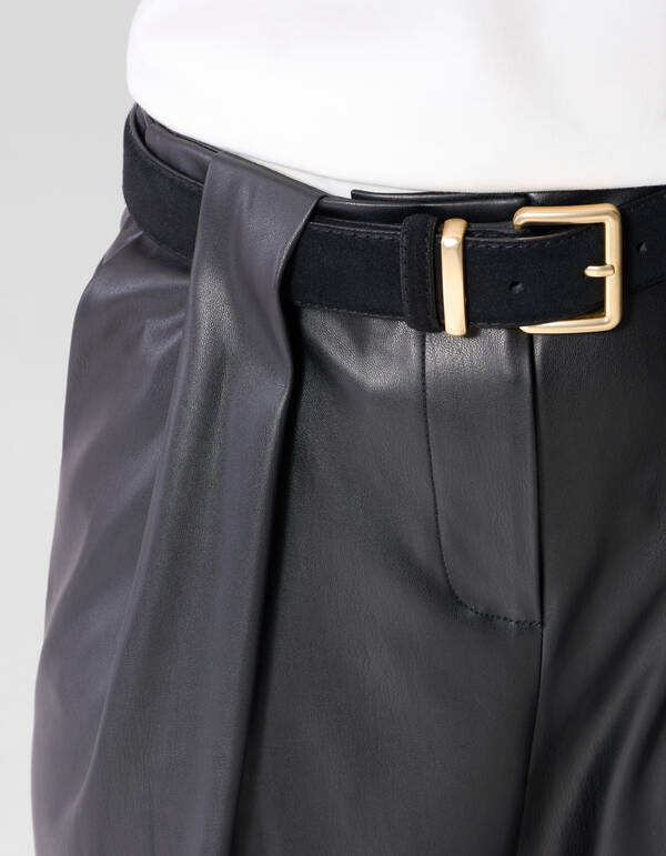 Vegan Leren Barrel Fit Broek Zwart By Lonneke SHOEBY WOMEN