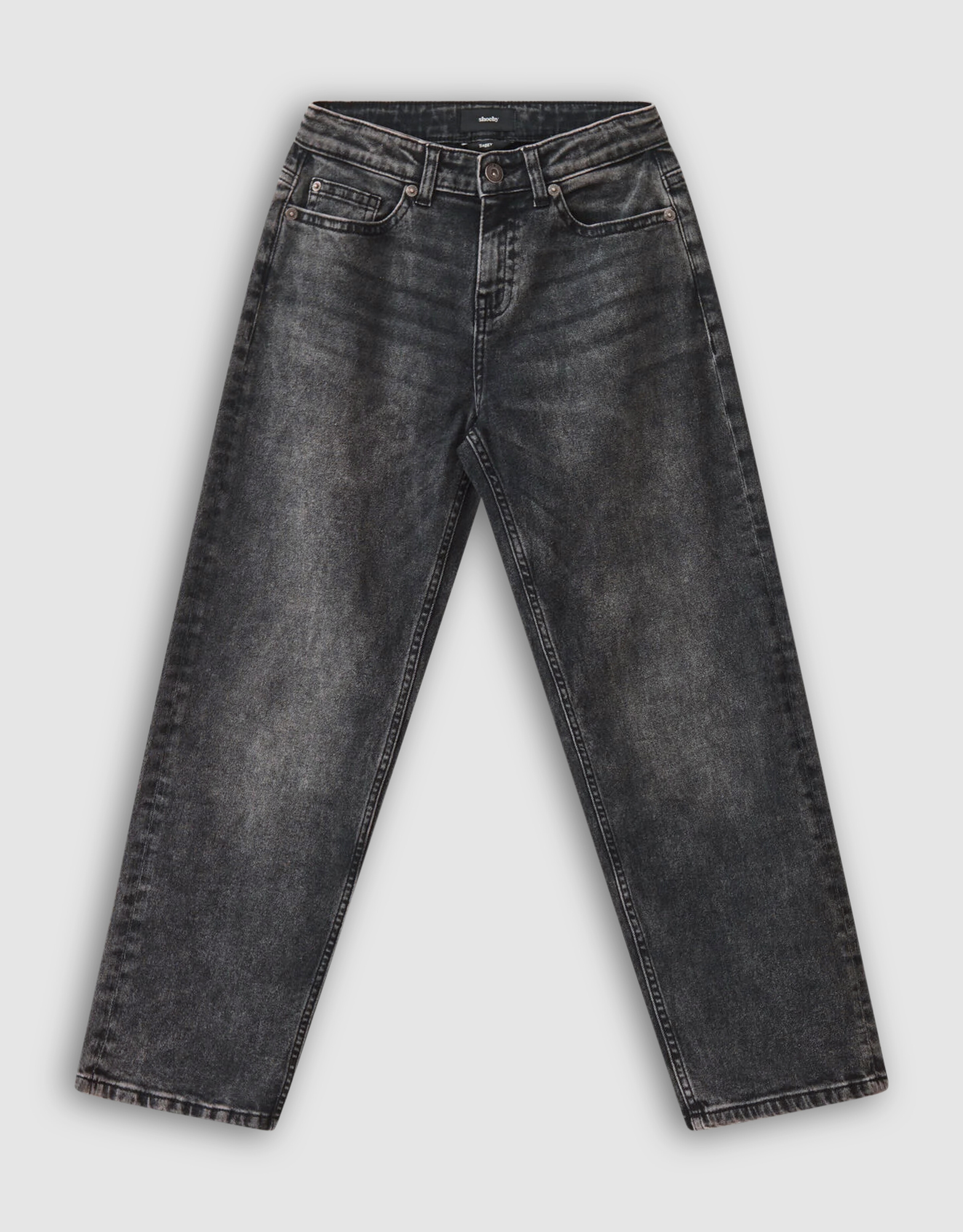 Baggy Fit Jeans Donkergrijs SHOEBY BOYS