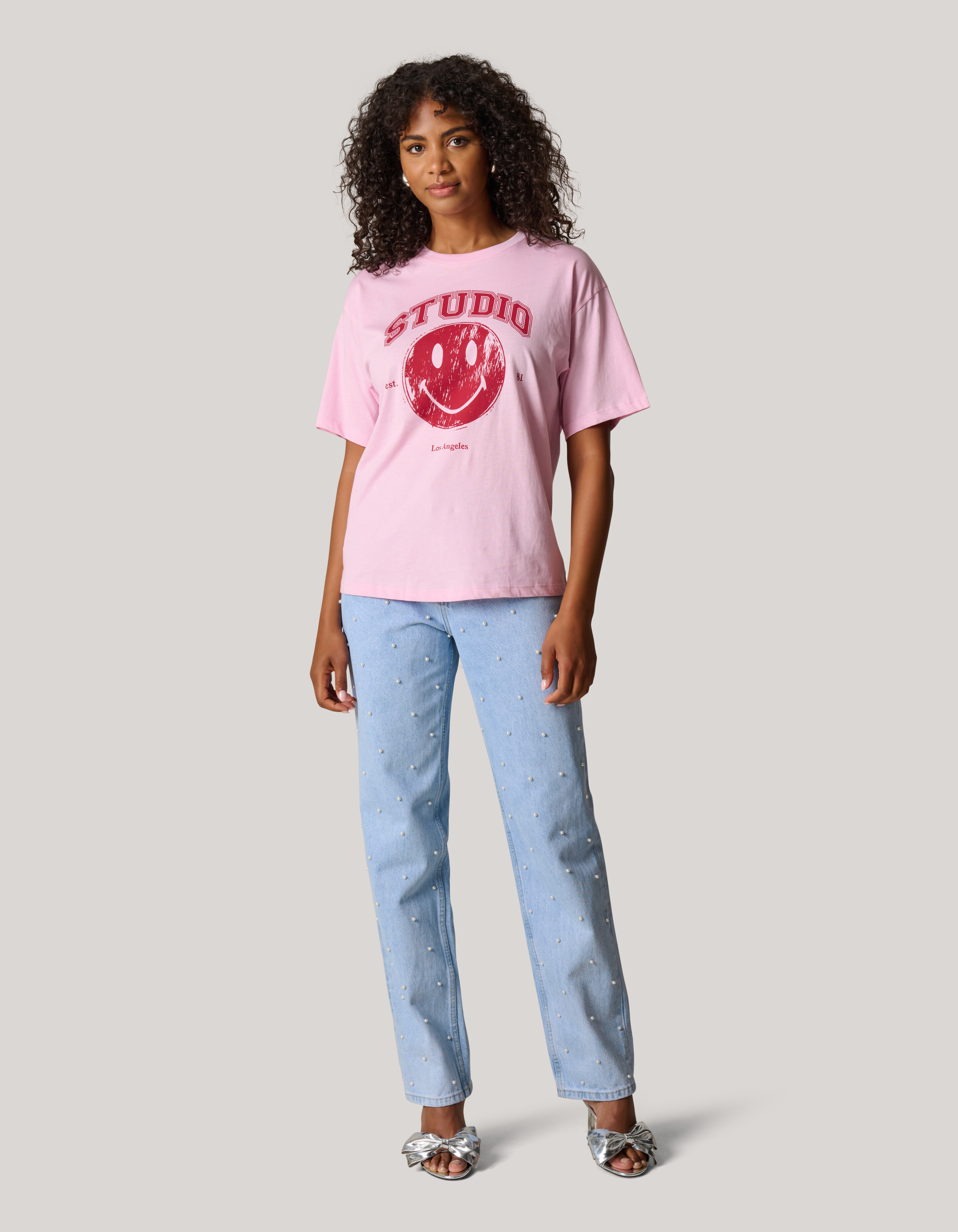Smiley Artwork T-shirt Roze SHOEBY WOMEN