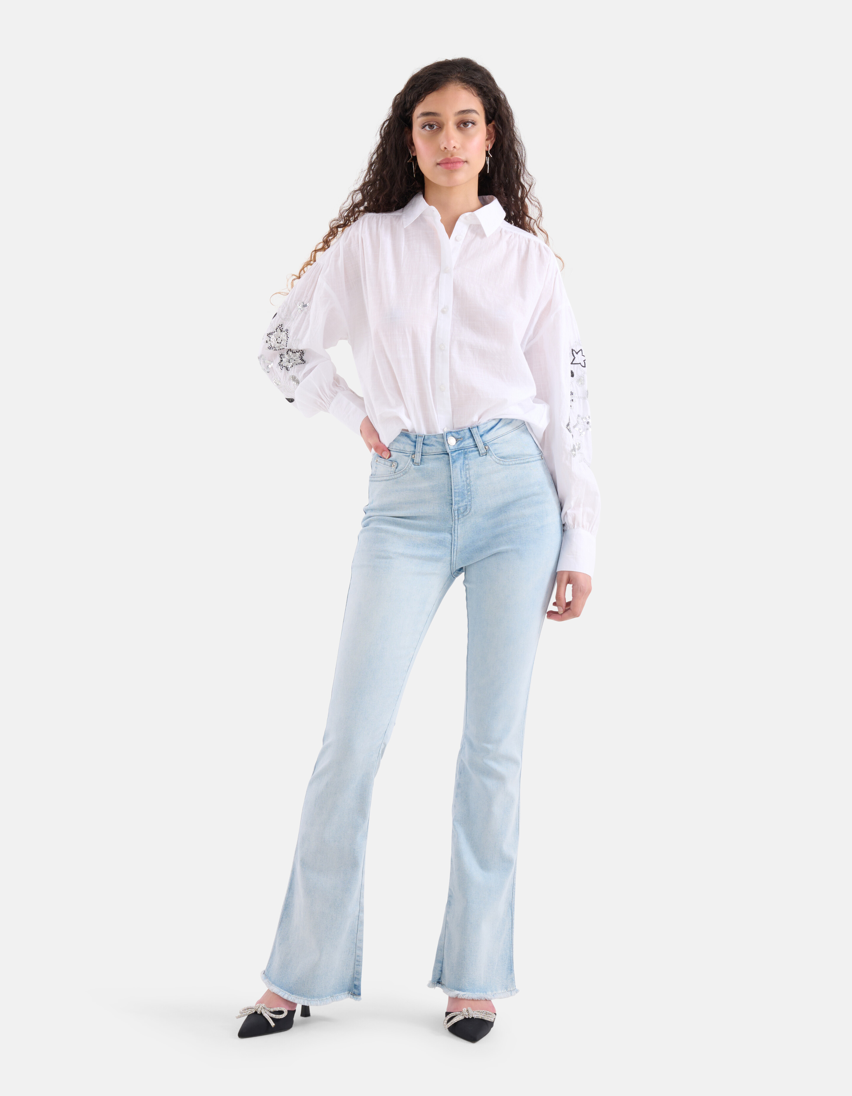 Flared Denim Jeans Bleached L34 SHOEBY WOMEN