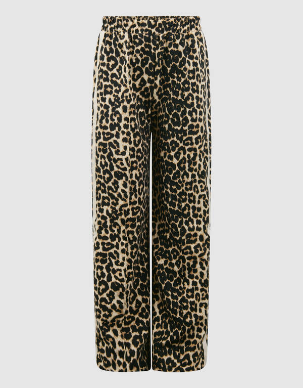 Leopard Wide Leg Fit Broek Bruin SHOEBY GIRLS