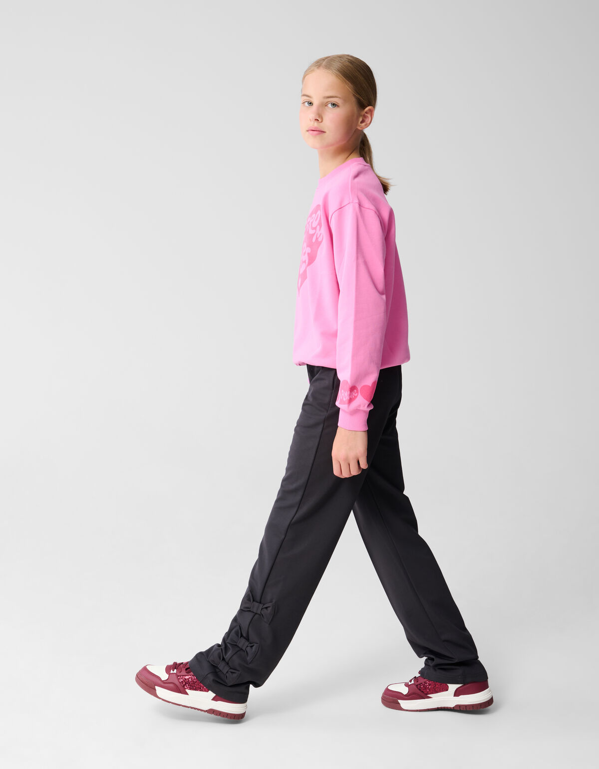 Sporty Strik Wide Leg Broek Donkergrijs SHOEBY GIRLS