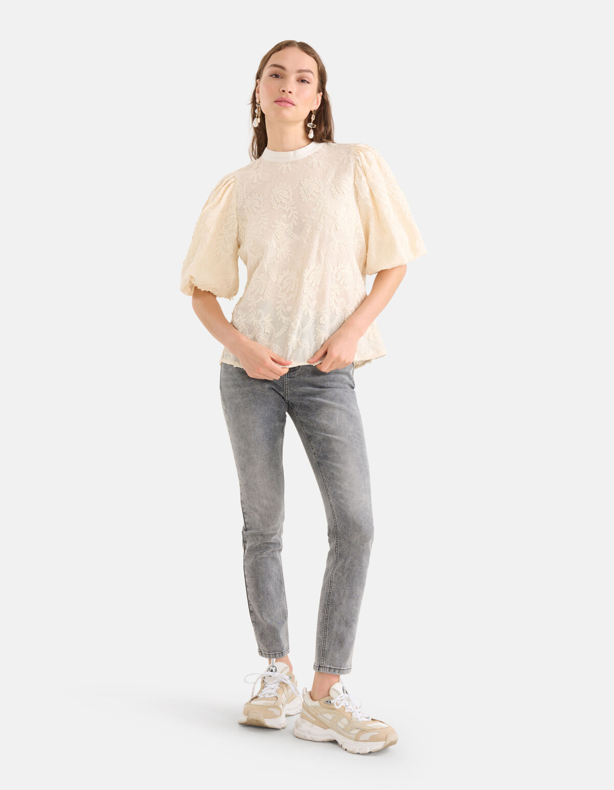 Embroidery Top Gebroken Wit SHOEBY WOMEN