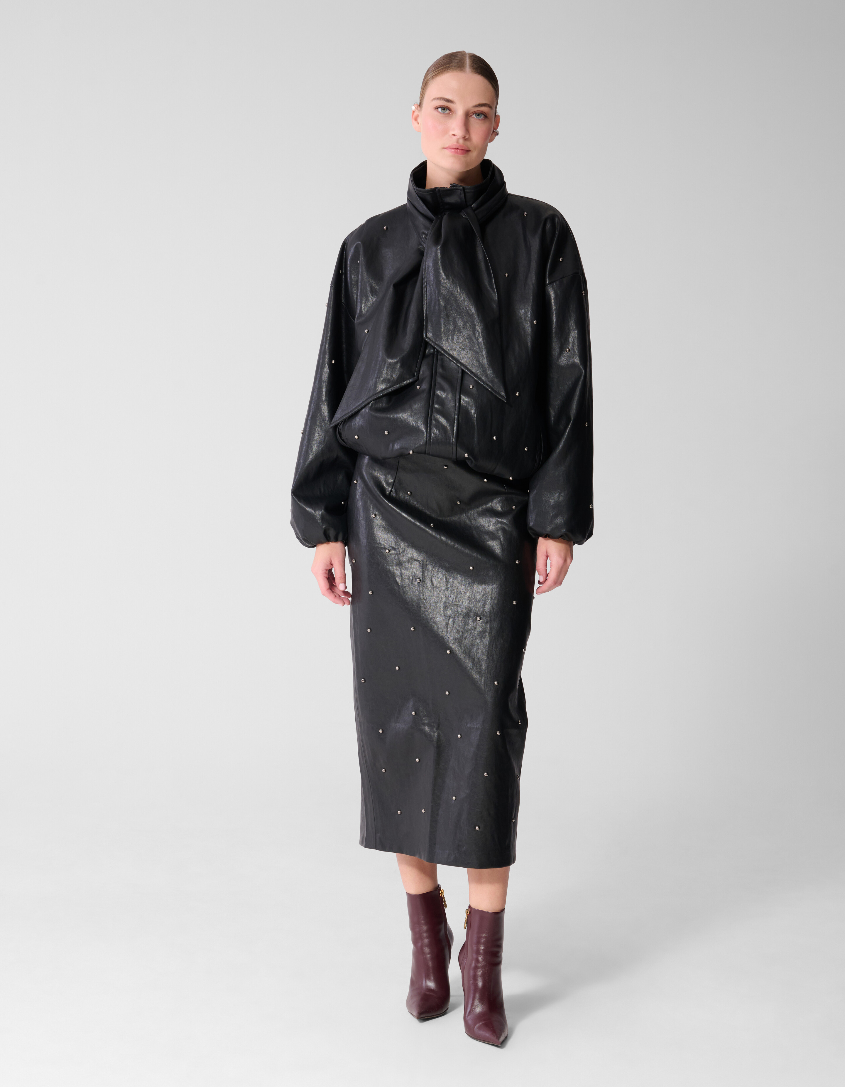 Studded Vegan Leren Maxi Rok Zwart By Mieke SHOEBY WOMEN