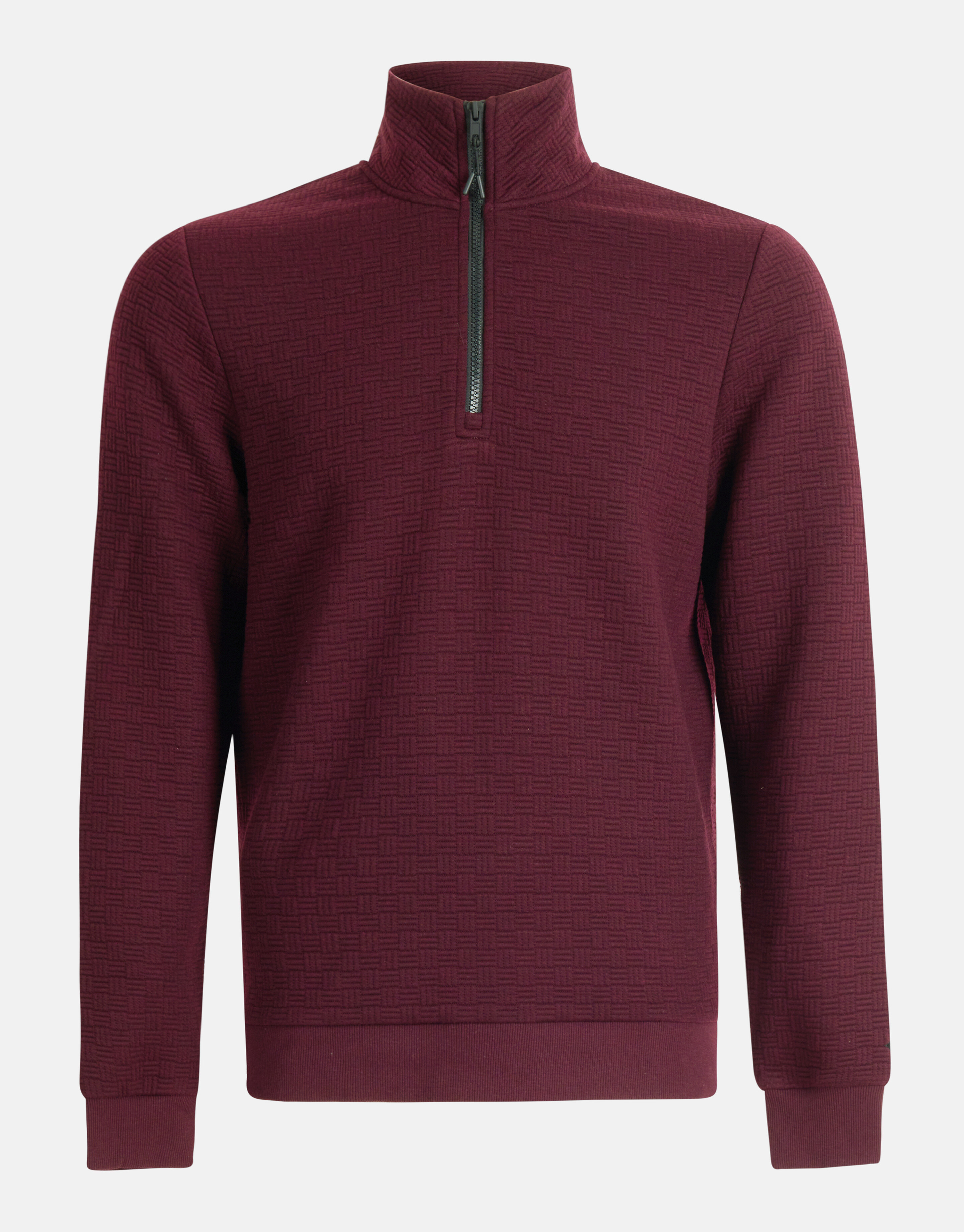 Half Zip Quilted Structuur Sweater Bordeaux SHOEBY MEN