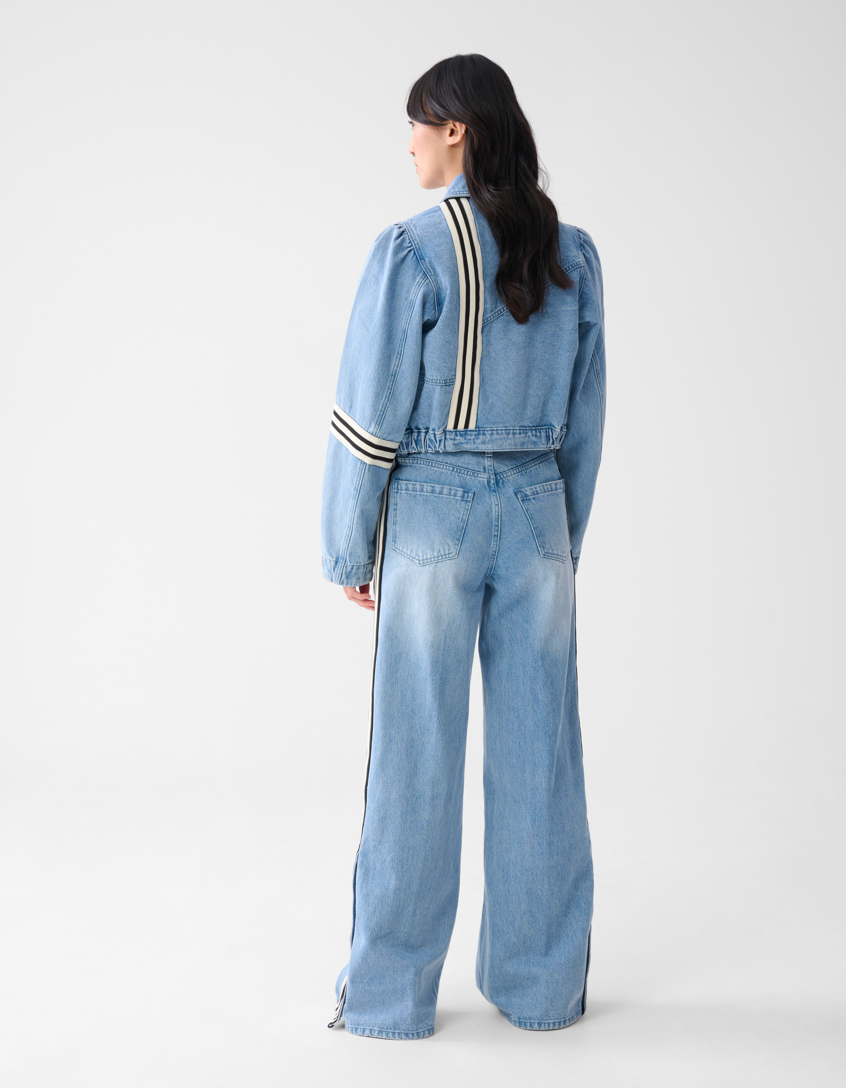 Sporty Tape Wide Leg Fit Jeans Blauw SHOEBY WOMEN