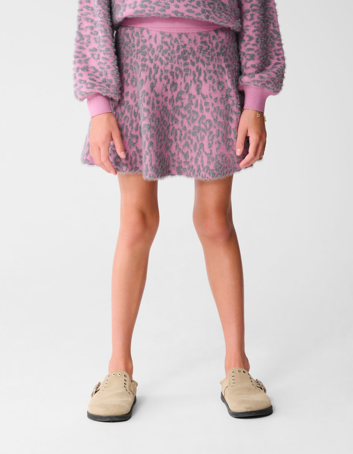 Leopard Knit Rok Roze SHOEBY GIRLS