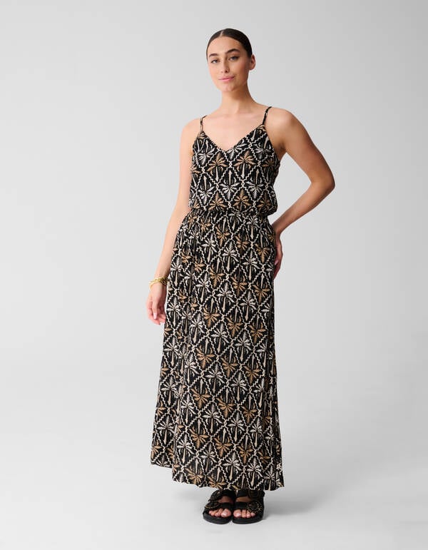 Printed Crinkle Maxi Rok Zwart/Wit SHOEBY WOMEN