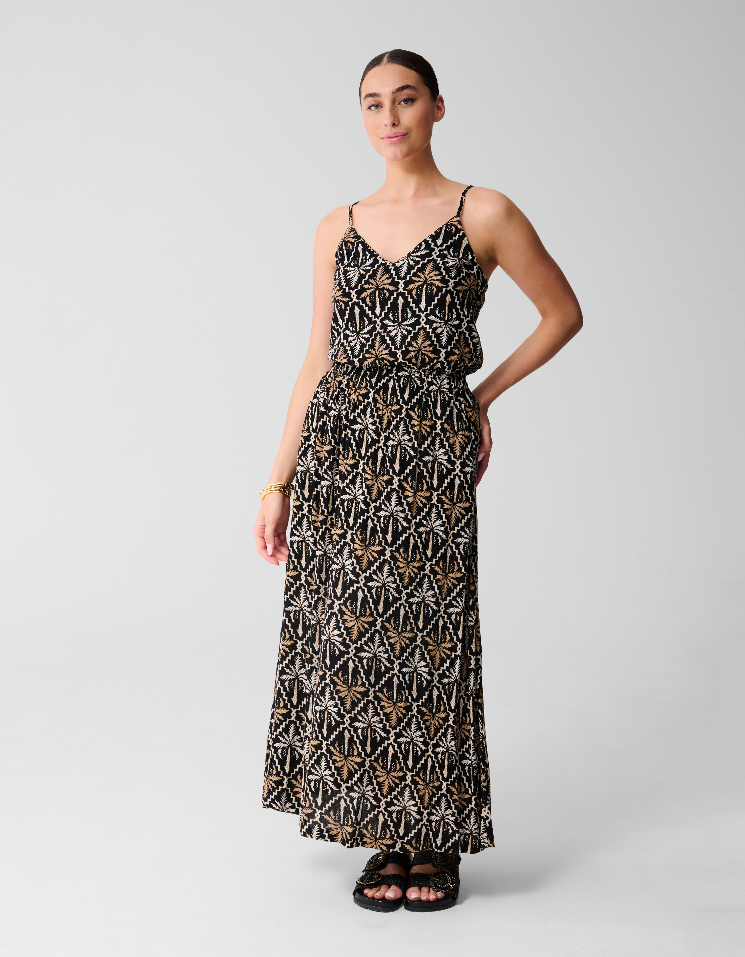 Printed Crinkle Maxi Rok Zwart/Wit SHOEBY WOMEN