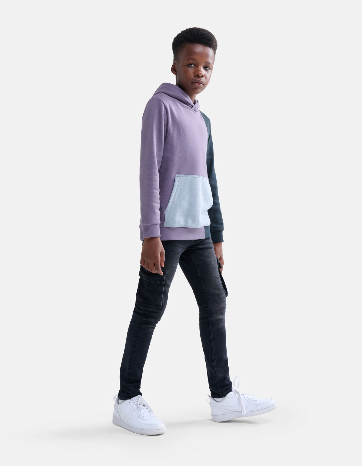 Colorblock Hoodie Donkerpaars SHOEBY BOYS