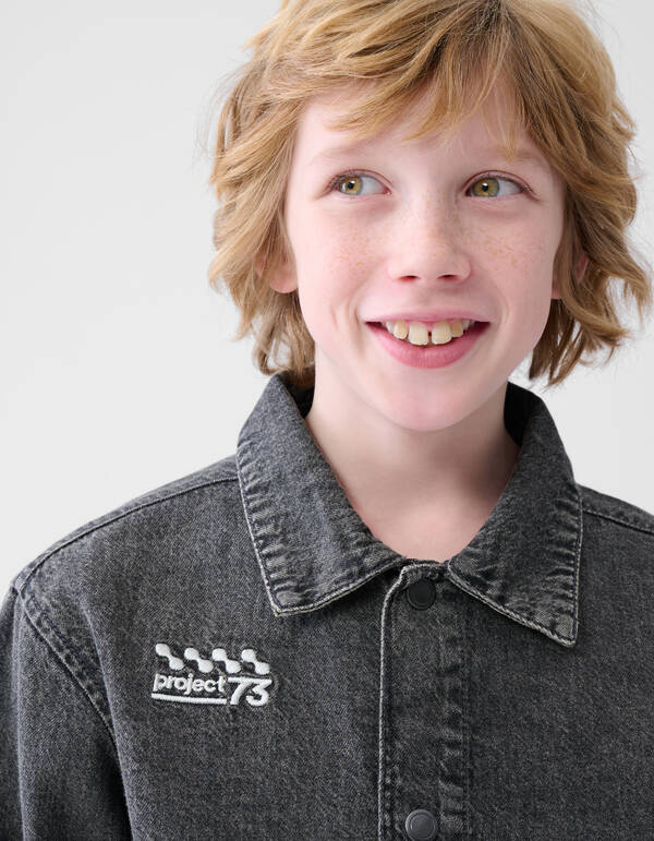 Denim Washed Overshirt Donkergrijs SHOEBY BOYS