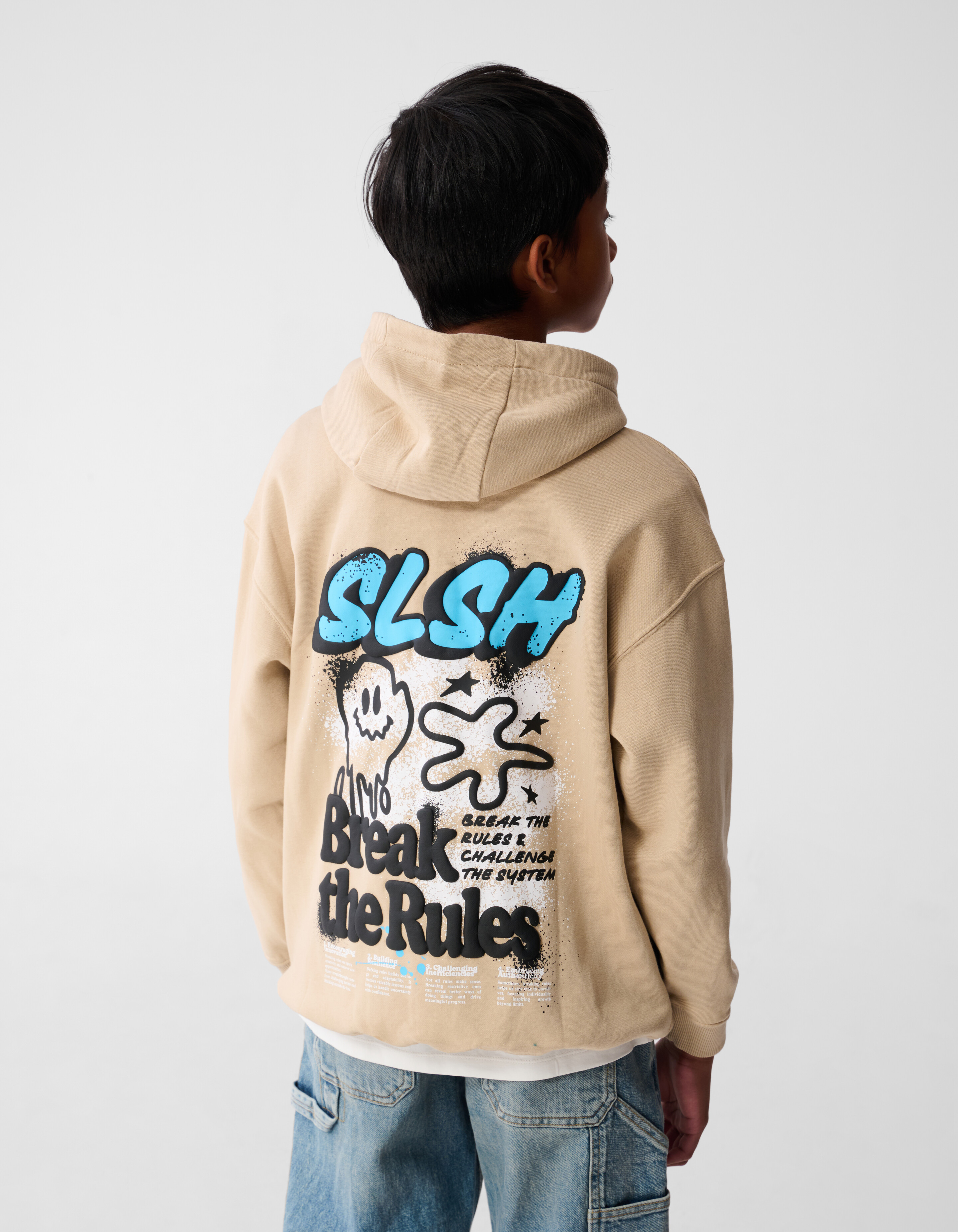 Rule Breaker Artwork Hoodie Beige SHOEBY BOYS