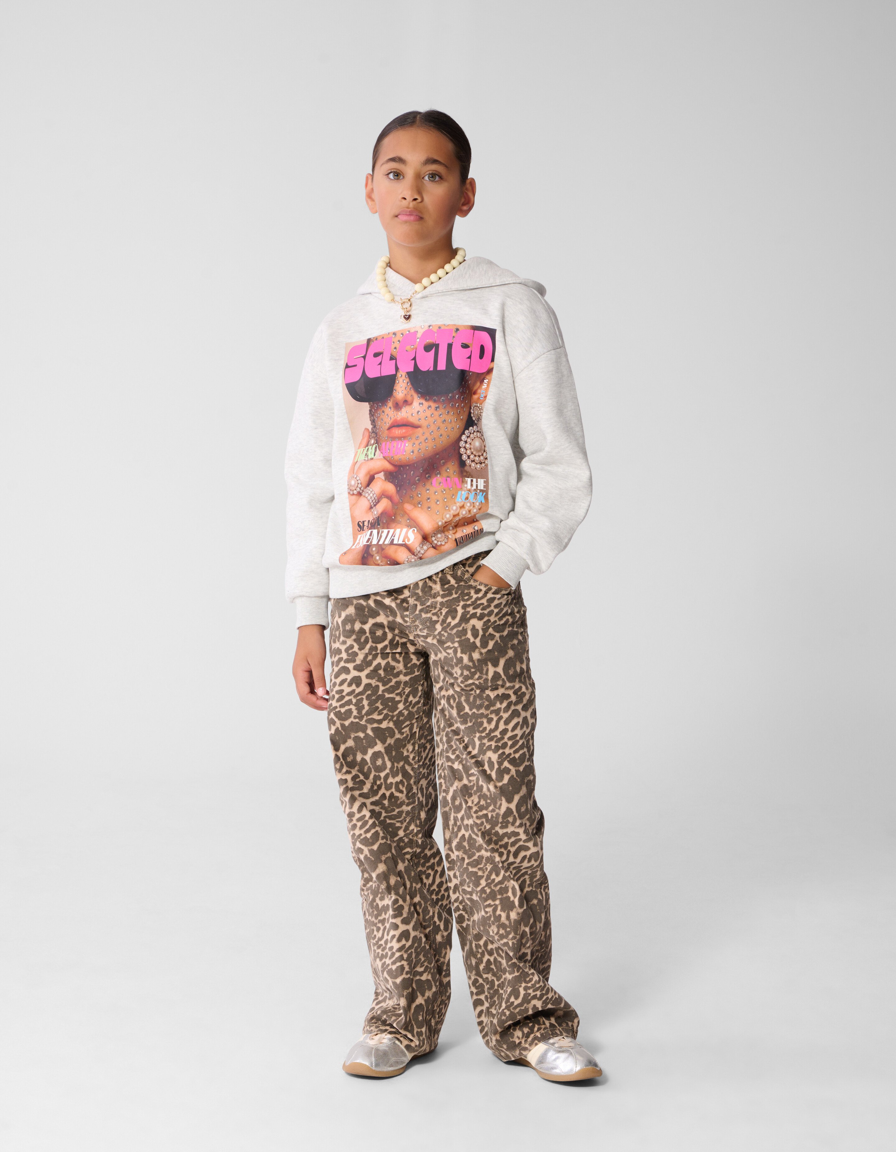 Magazine Hoodie Lichtgrijs SHOEBY GIRLS