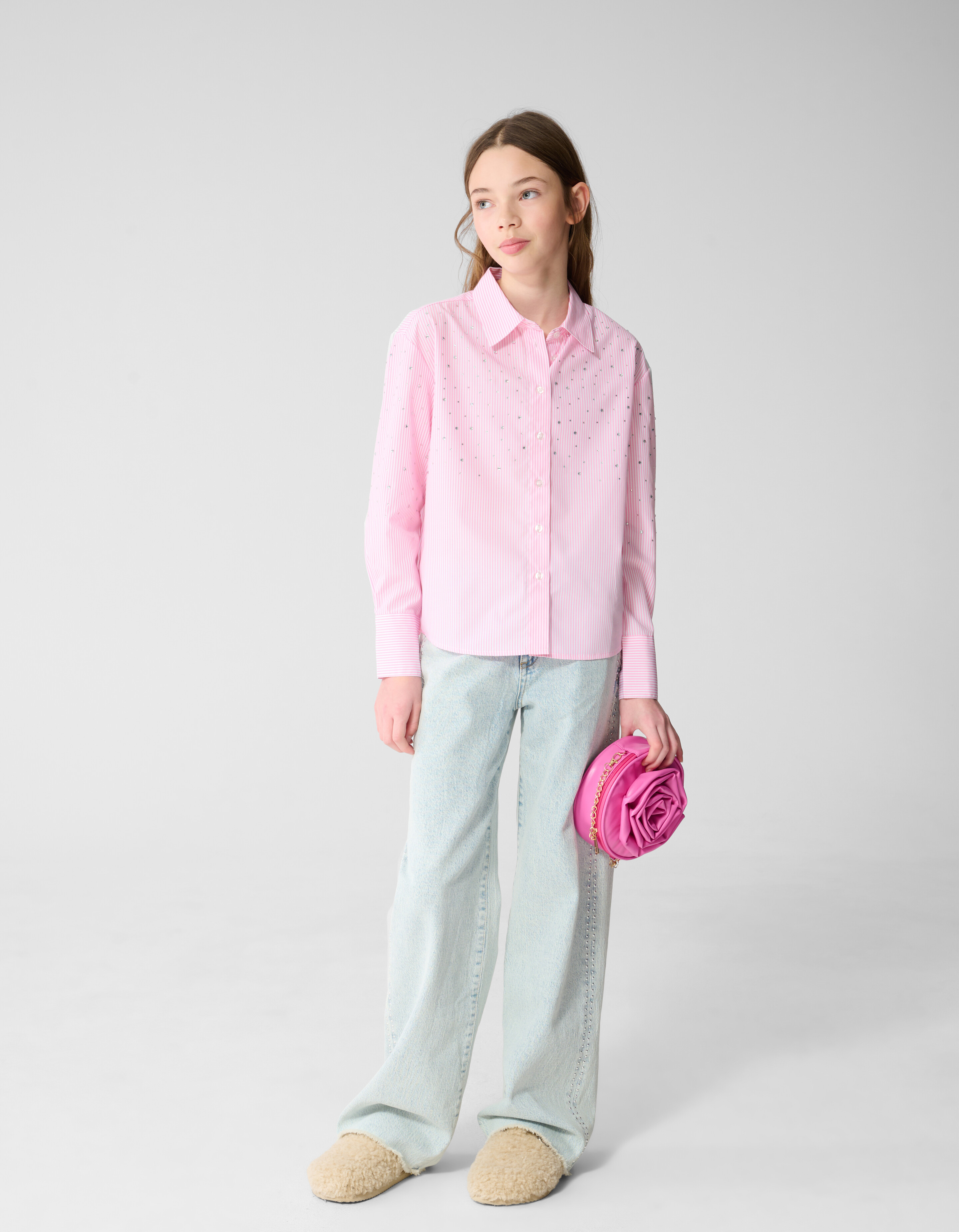 Pinstripe Strass Blouse Lichtroze SHOEBY GIRLS
