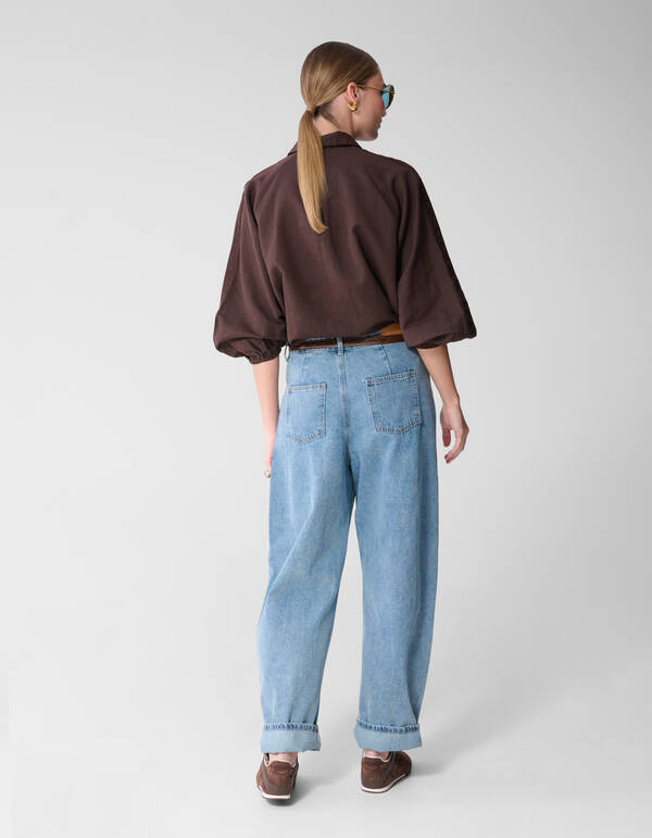 Pleated Embroidery Blouse Donkerbruin By Mieke SHOEBY WOMEN