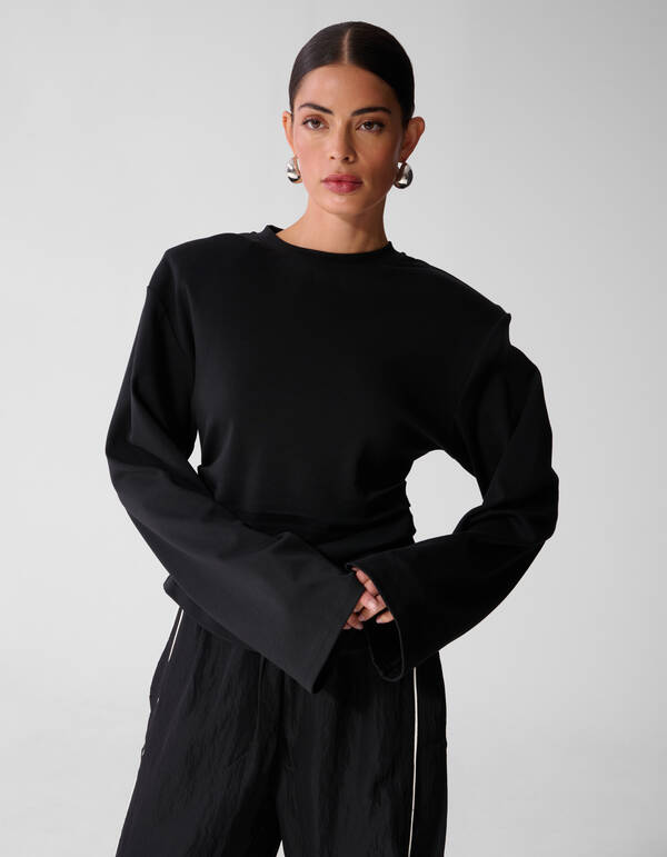 Waisted Longsleeve T-shirt Zwart SHOEBY WOMEN