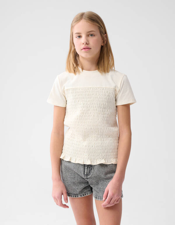 Structuur T-shirt Gebroken Wit SHOEBY GIRLS