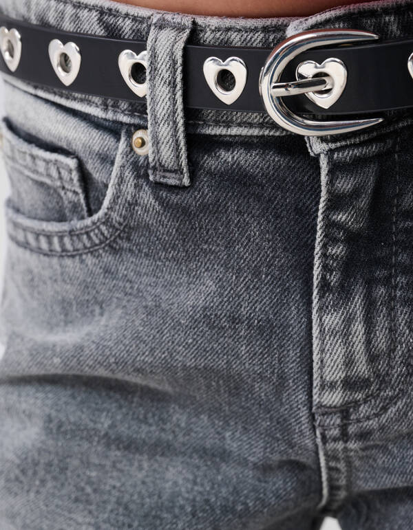 Destroyed Straight Fit Jeans Donkergrijs SHOEBY GIRLS