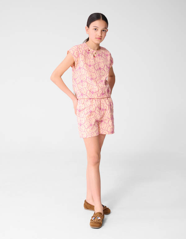 Flower Embroidery Blouse Lichtoranje SHOEBY GIRLS