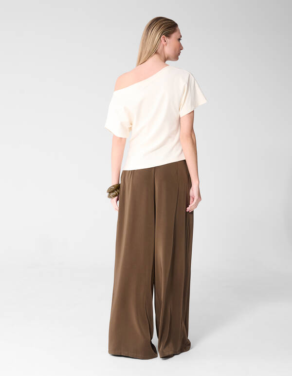 Pleated One Shoulder Top Gebroken Wit By Fred SHOEBY WOMEN