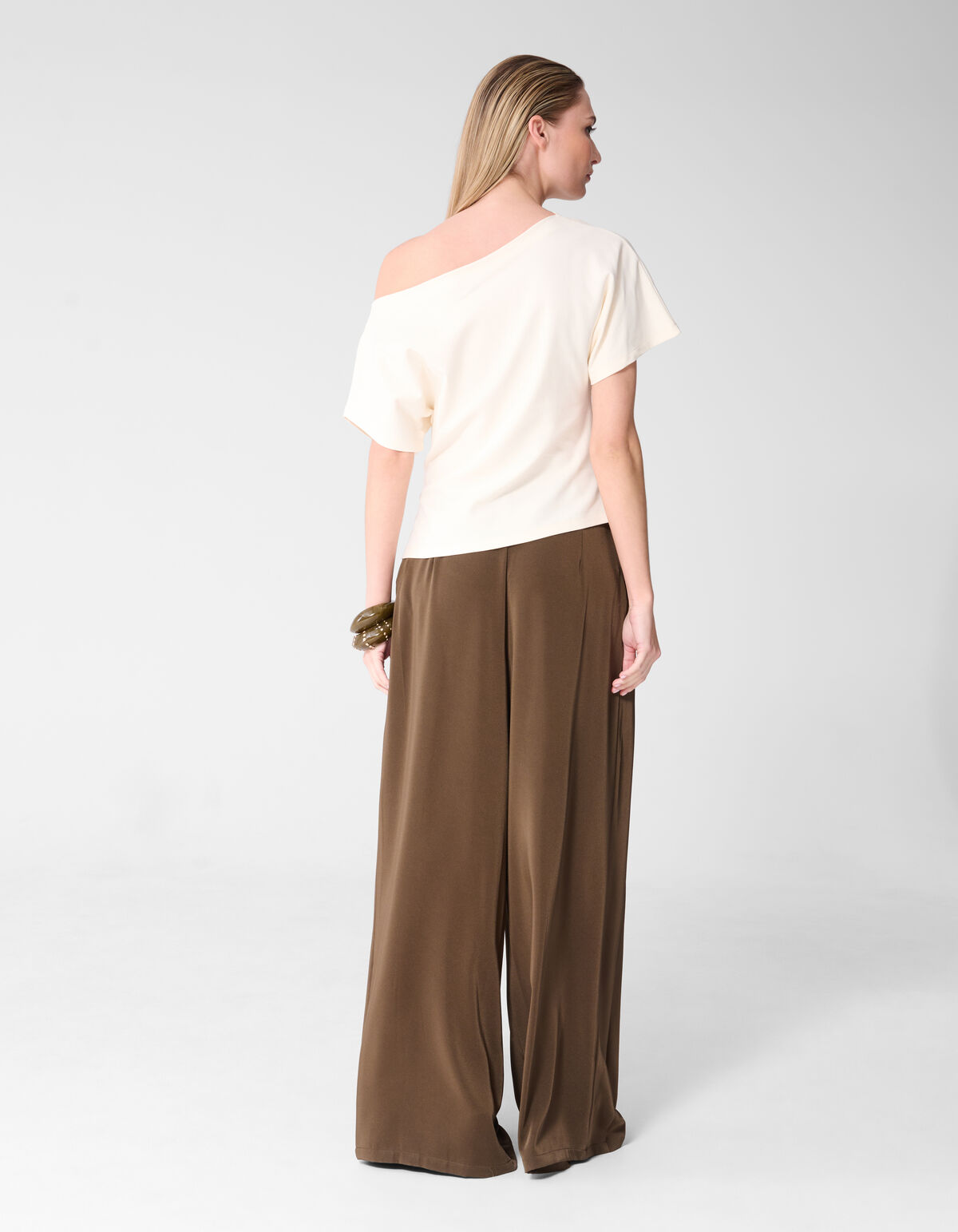 Pleated One Shoulder Top Gebroken Wit By Fred SHOEBY WOMEN