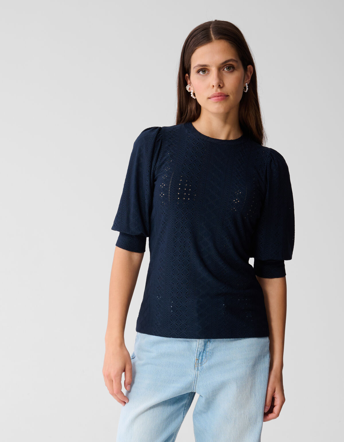 Embroidery Top Donkerblauw SHOEBY WOMEN