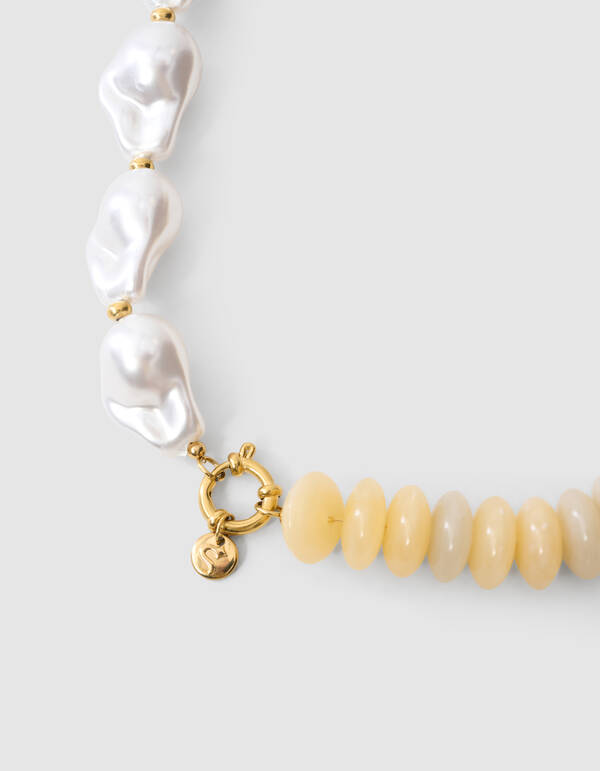 Pearl Stone Ketting Lichtgeel SHOEBY ACCESSOIRES
