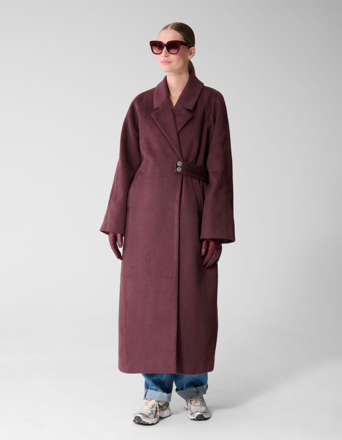 Lange Wollen Jas Donkerrood By Mieke SHOEBY WOMEN