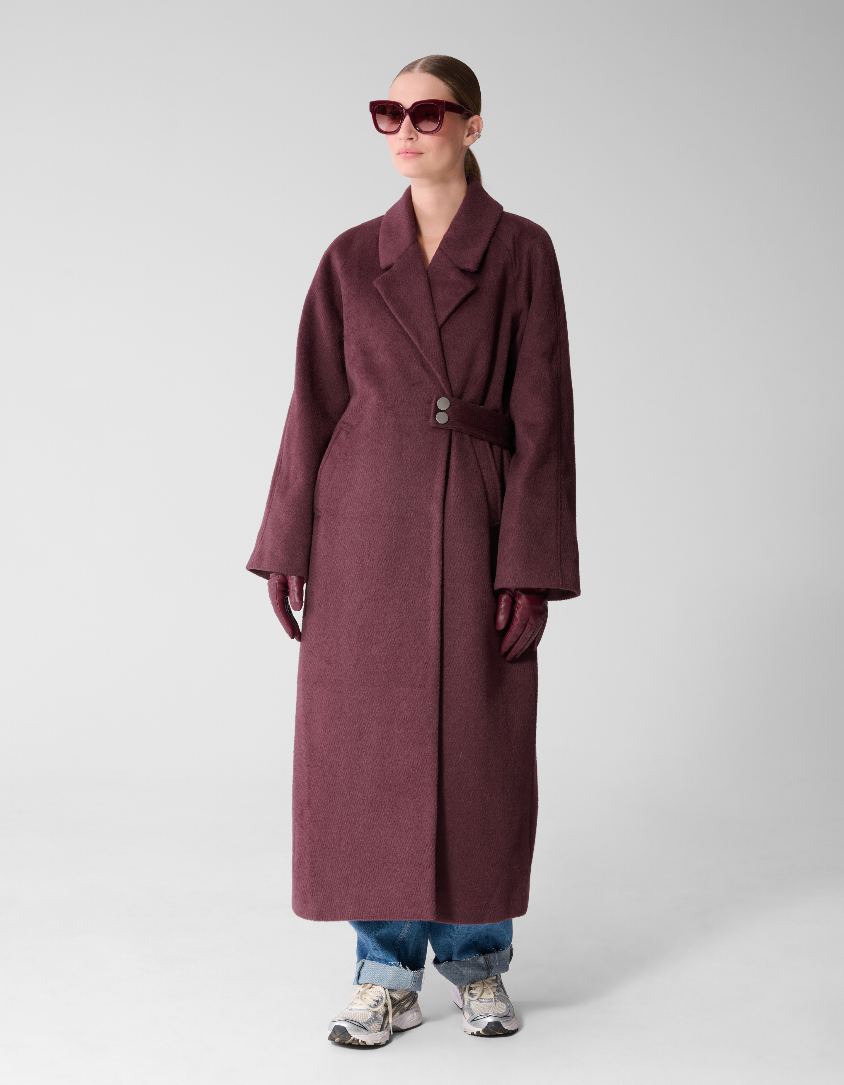 Lange Wollen Jas Donkerrood By Mieke SHOEBY WOMEN