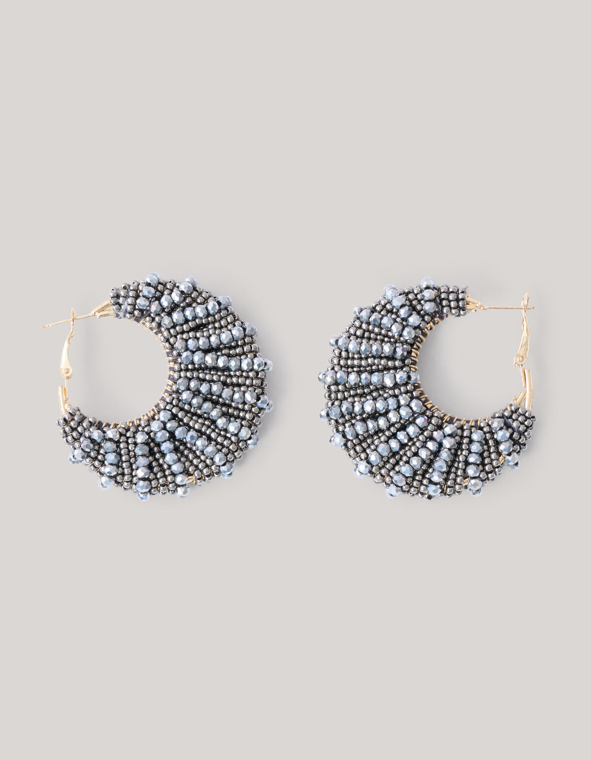 Bulky Beaded Oorbellen Donkergrijs SHOEBY ACCESSOIRES