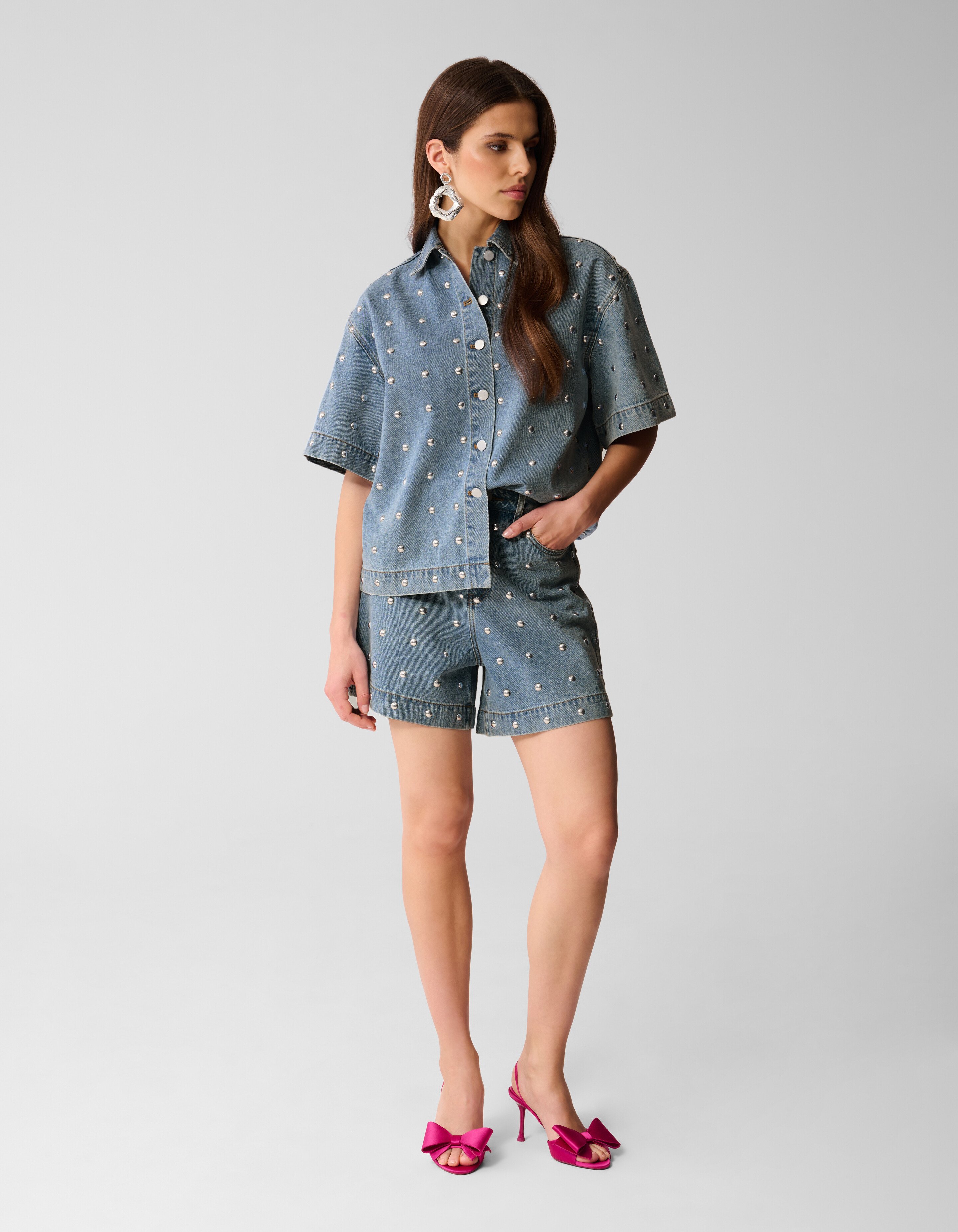 Denim Studs Short Mediumstone By Lizzy SHOEBY WOMEN