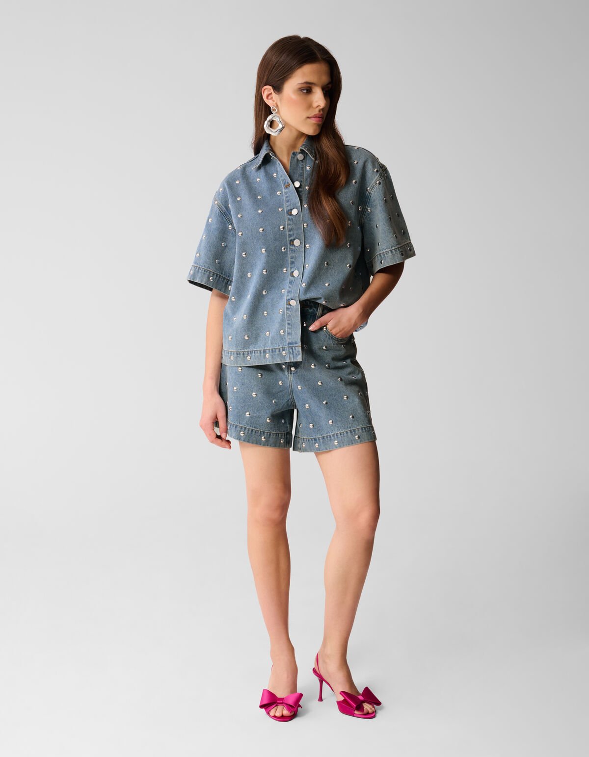 Denim Studs Short Mediumstone By Lizzy SHOEBY WOMEN