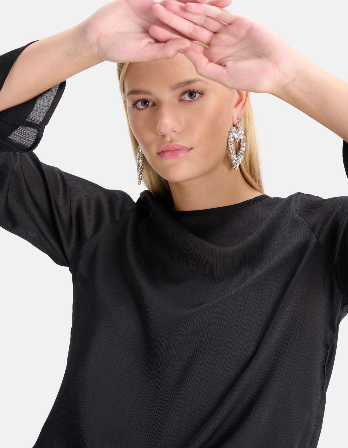 Crinkle Chiffon Top Zwart SHOEBY WOMEN