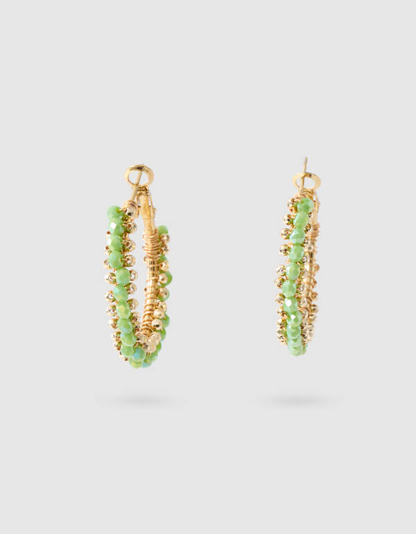 Beaded Hoop Oorbellen Groen SHOEBY ACCESSOIRES