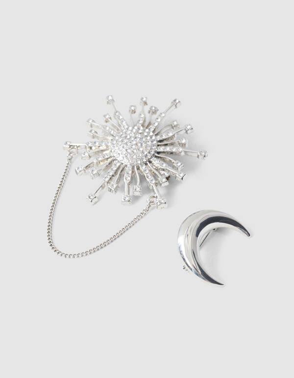 Moon Sun Broche Set Zilver SHOEBY ACCESSOIRES