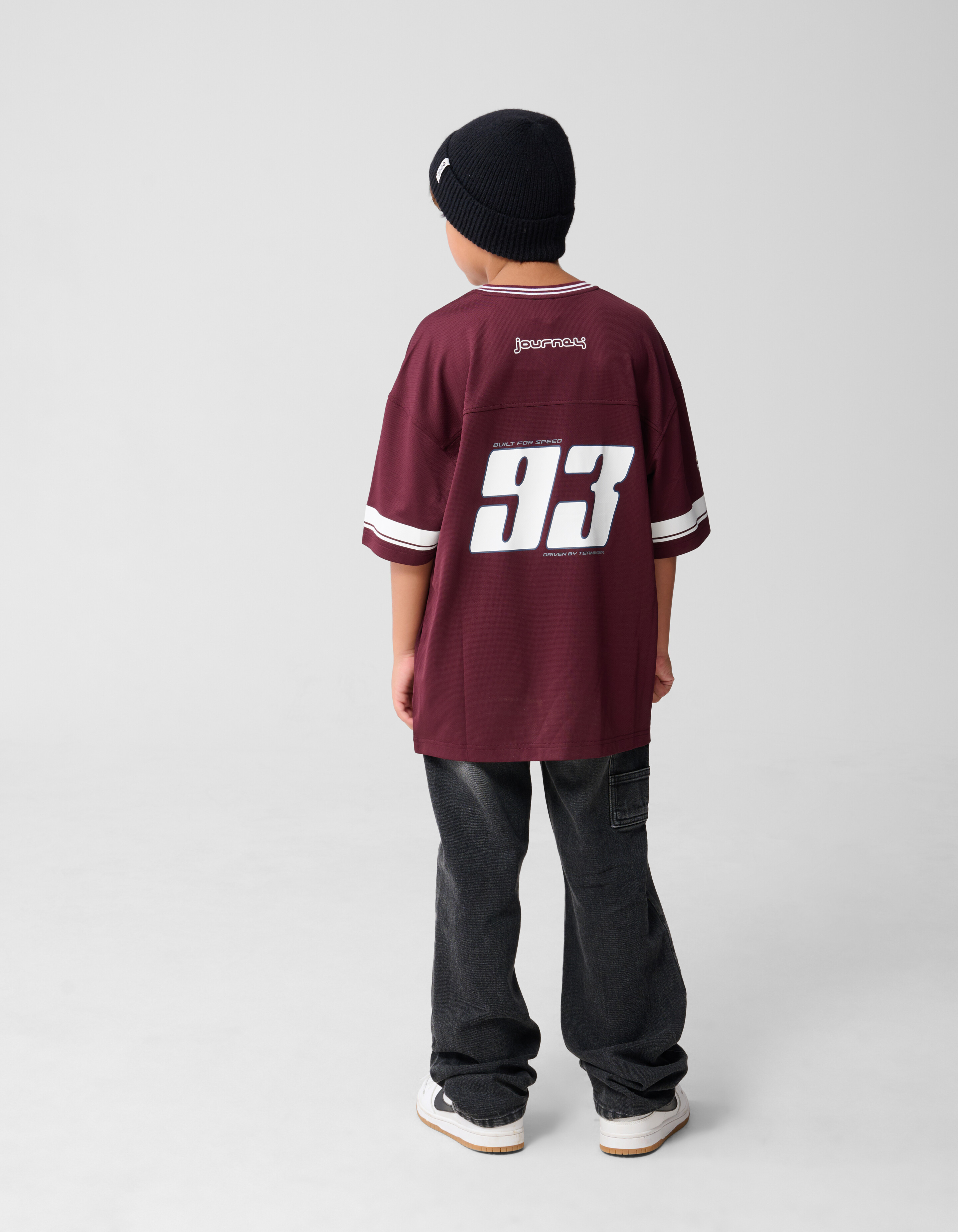 Oversized Baseball T-shirt Donkerrood SHOEBY BOYS
